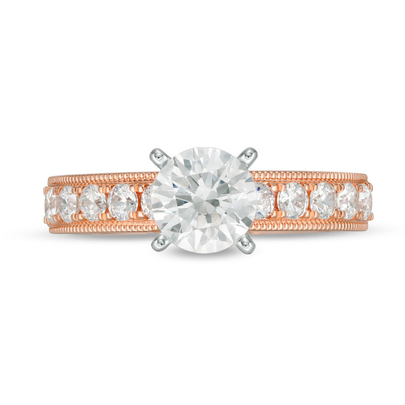 Main Image 4 of 1-1/4 CT. T.W. Diamond Vintage-Style Engagement Ring in 14K Rose Gold