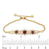 Thumbnail Image 2 of Cushion-Cut Garnet and Lab-Created White Sapphire Frame Bolo Bracelet in Sterling Silver with 14K Gold Plate - 9.5"