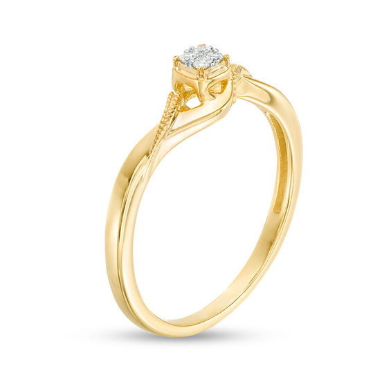 Quad Diamond Accent Bypass Vintage-Style Promise Ring in 10K Gold Quad Diamond Accent Bypass Vintage-Style Promise Ring in 10K Gold