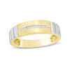 Thumbnail Image 1 of Diamond Accent Groove Ribbed Shank Band in Sterling Silver and 14K Gold Plate