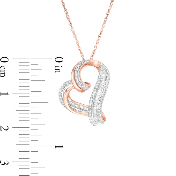 1/4 CT. T.w. Diamond Tilted Heart Pendant in 10K Rose Gold