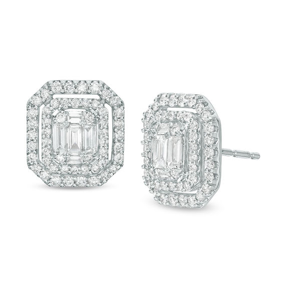 3/4 CT. T.W. Composite Diamond Double Octagonal Frame Stud Earrings in 10K White Gold 3/4 CT. T.W. Composite Diamond Double Octagonal Frame Stud Earrings in 10K White Gold