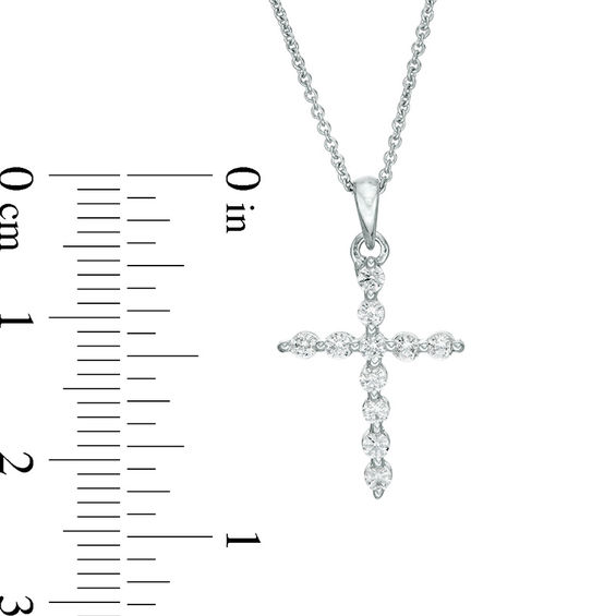 1/3 CT. T.w. Diamond Cross Pendant in 14K White Gold