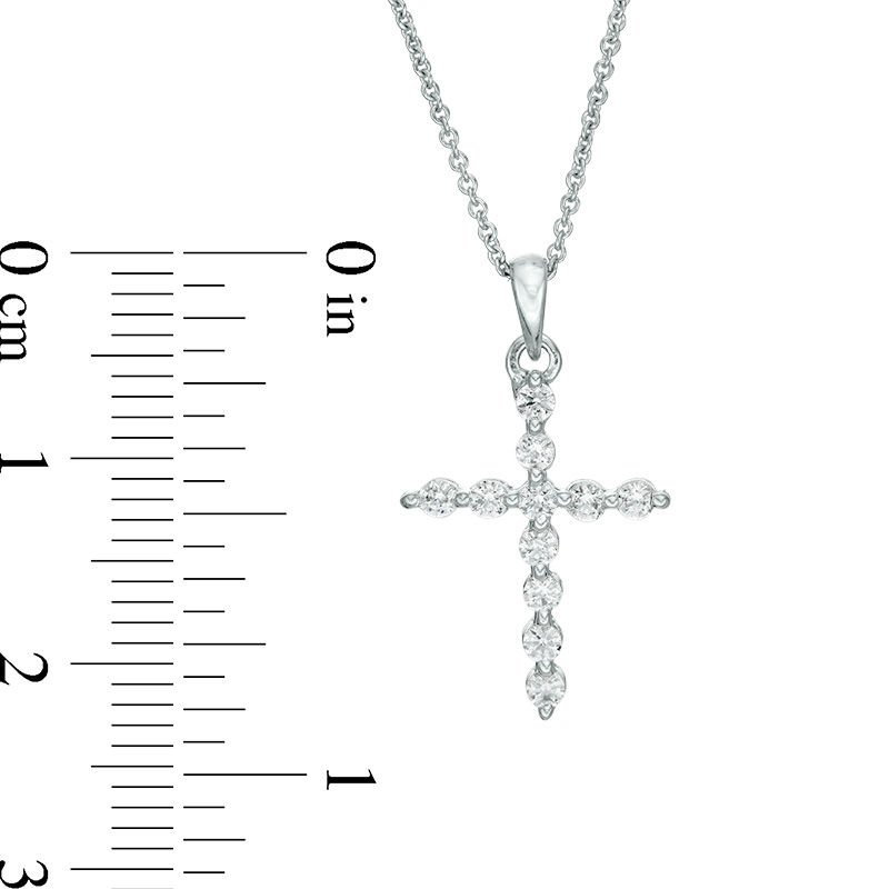 1/3 CT. T.W. Diamond Cross Pendant in 14K White Gold