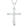 Thumbnail Image 0 of 1/4 CT. T.W. Diamond Cross Pendant in 14K White Gold