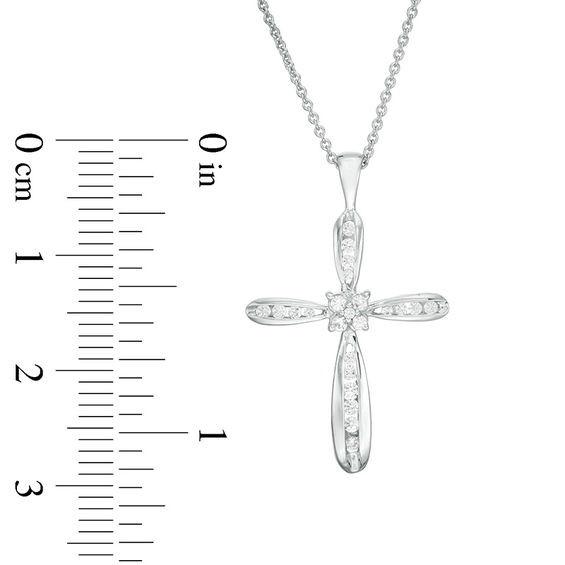 1/4 CT. T.w. Diamond Cross Pendant in 14K White Gold