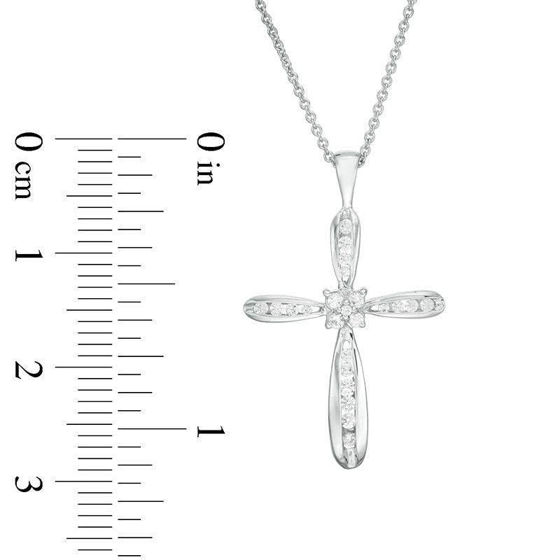 1/4 CT. T.W. Diamond Cross Pendant in 14K White Gold