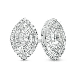 1/4 CT. T.W. Composite Diamond Double Marquise Frame Stud Earrings in Sterling Silver