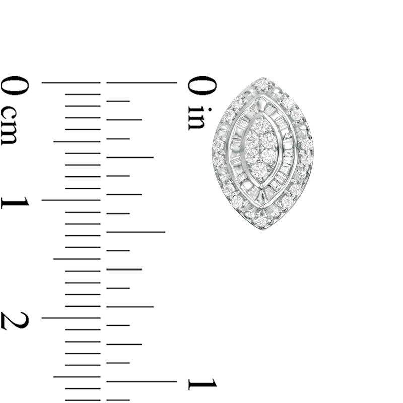 Main Image 3 of 1/4 CT. T.W. Composite Diamond Double Marquise Frame Stud Earrings in Sterling Silver