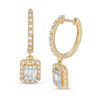 Thumbnail Image 1 of 1/2 CT. T.W. Composite Diamond Rectangular Frame Hoop Drop Earrings in 10K Gold