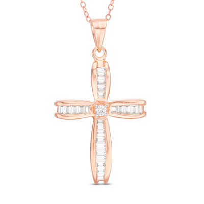 Round Diamond Cross Pendant 