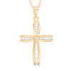 Thumbnail Image 1 of 7/8 CT. T.W. Baguette and Round Diamond Cross Pendant in 14K Gold