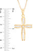 Thumbnail Image 2 of 7/8 CT. T.W. Baguette and Round Diamond Cross Pendant in 14K Gold