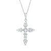 Thumbnail Image 0 of 1 CT. T.W. Baguette and Round Diamond Cross Pendant in 14K White Gold