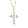 Thumbnail Image 1 of 1 CT. T.W. Baguette and Round Diamond Cross Pendant in 14K Gold