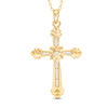 Thumbnail Image 1 of 1/4 CT. T.W. Diamond Double Chevron-Ends Cross Pendant in 14K Gold