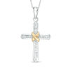 Thumbnail Image 1 of 1/4 CT. T.W. Diamond "X" Cross Pendant in 14K Two-Tone Gold
