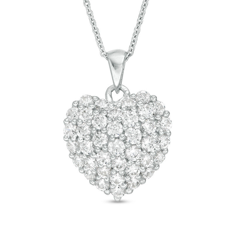 1 CT. T.W. Diamond Puffed Heart Pendant in 14K White Gold