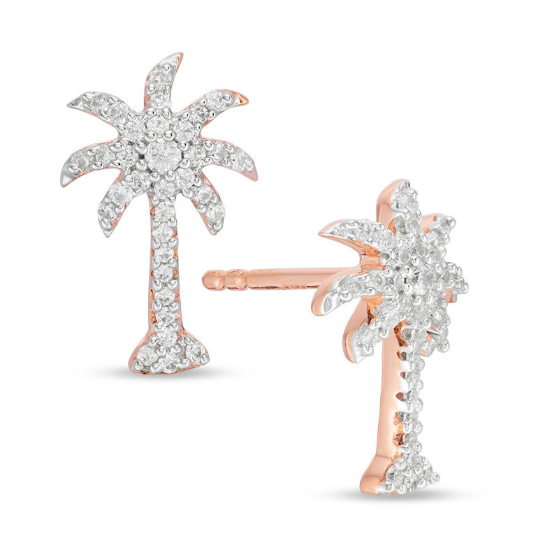 Main Image 1 of 1/5 CT. T.W. Diamond Palm Tree Stud Earrings in 10K Rose Gold