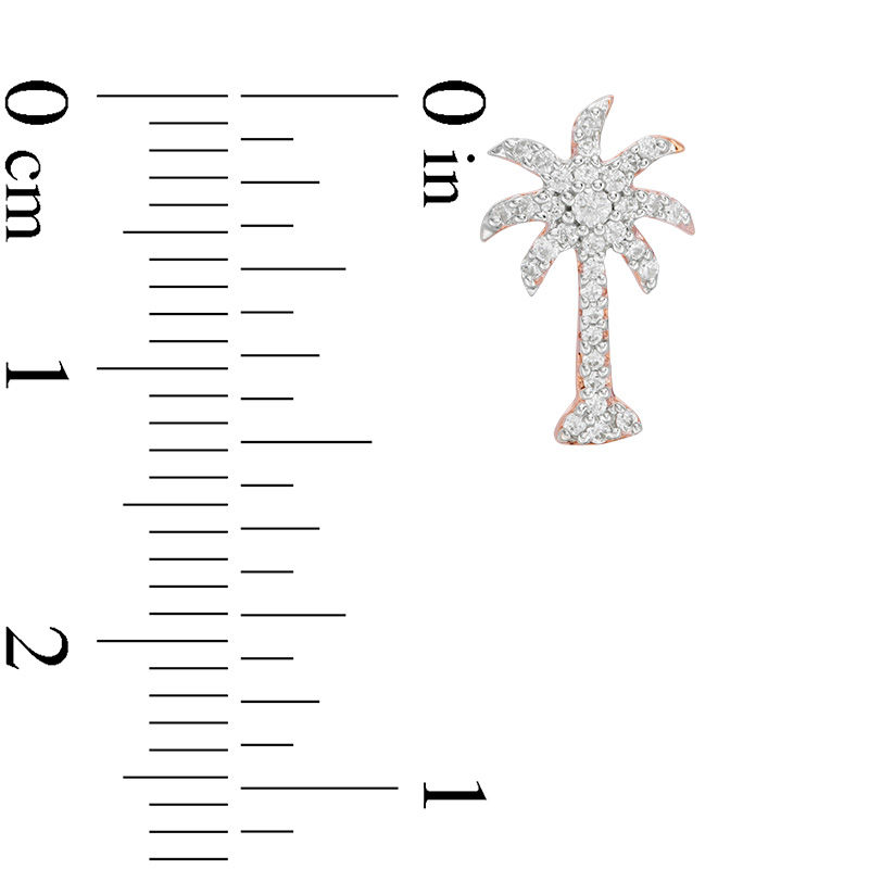 Main Image 2 of 1/5 CT. T.W. Diamond Palm Tree Stud Earrings in 10K Rose Gold