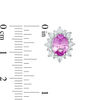 Thumbnail Image 2 of Oval Lab-Created Pink and White Sapphire Sunburst Frame Stud Earrings in Sterling Silver
