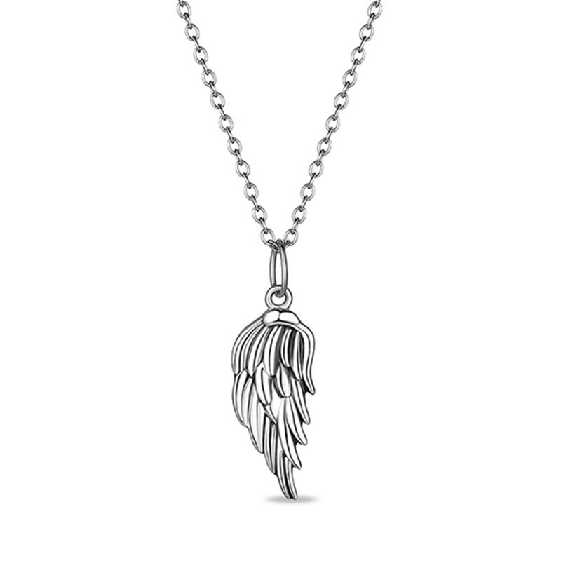 Zales Angel Wing Drop Pendant in Sterling Silver
