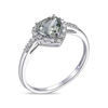 Thumbnail Image 1 of 6.0mm Heart-Shaped Green Quartz and 1/10 CT. T.W. Diamond Frame Ring in 10K White Gold
