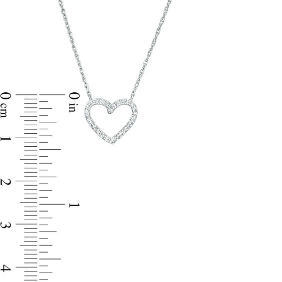 Lab-Created White Sapphire Heart Outline Necklace and Stud Earrings Set in Sterling Silver