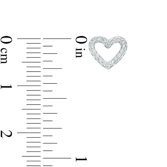 Lab-Created White Sapphire Heart Outline Necklace and Stud Earrings Set in Sterling Silver