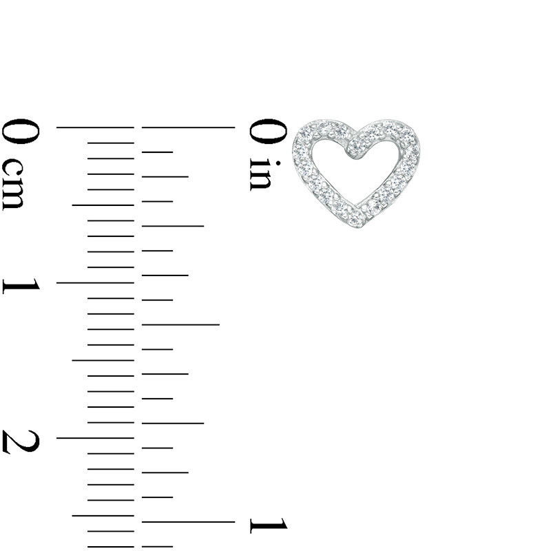 Main Image 3 of Lab-Created White Sapphire Heart Outline Necklace and Stud Earrings Set in Sterling Silver