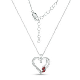Marquise Garnet and Lab-Created White Sapphire Heart Pendant in Sterling Silver