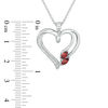 Thumbnail Image 2 of Marquise Garnet and Lab-Created White Sapphire Heart Pendant in Sterling Silver