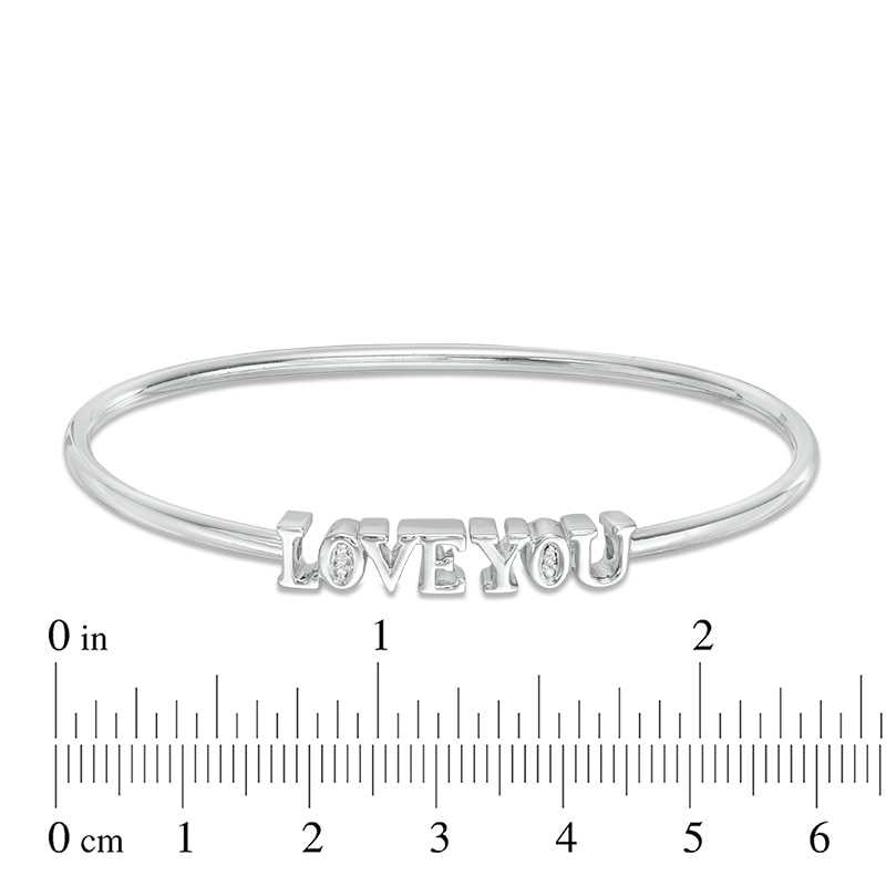 Main Image 3 of Diamond Accent "LOVE YOU" Open Flex Bangle in Sterling Silver