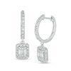 Thumbnail Image 0 of 1/2 CT. T.W. Composite Diamond Rectangular Frame Hoop Drop Earrings in 10K White Gold