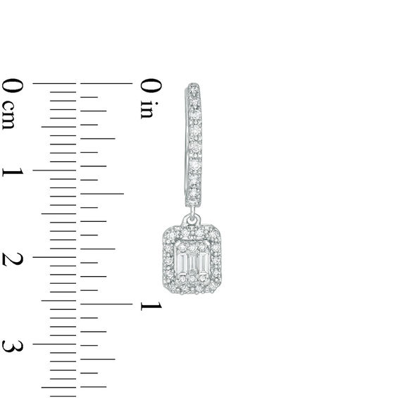1/2 CT. T.w. Composite Diamond Rectangular Frame Hoop Drop Earrings in 10K White Gold