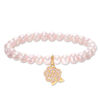 Thumbnail Image 1 of Child's Disney Twinkle Belle Dyed Pink Freshwater Cultured Pearl and Pink Sapphire Rose in 14K Gold Bracelet-5.0"