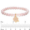 Thumbnail Image 2 of Child's Disney Twinkle Belle Dyed Pink Freshwater Cultured Pearl and Pink Sapphire Rose in 14K Gold Bracelet-5.0"