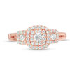 Thumbnail Image 5 of 1/2 CT. T.W. Diamond Past Present Future® Double Cushion Frame Engagement Ring in 10K Rose Gold