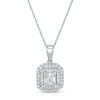 Thumbnail Image 1 of 1/2 CT. T.W. Composite Diamond Double Octagonal Frame Pendant in 10K White Gold