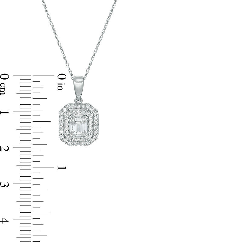 Main Image 3 of 1/2 CT. T.W. Composite Diamond Double Octagonal Frame Pendant in 10K White Gold