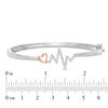 Thumbnail Image 2 of 1/5 CT. T.W. Diamond Heart and Heartbeat Bangle in Sterling Silver and 10K Rose Gold