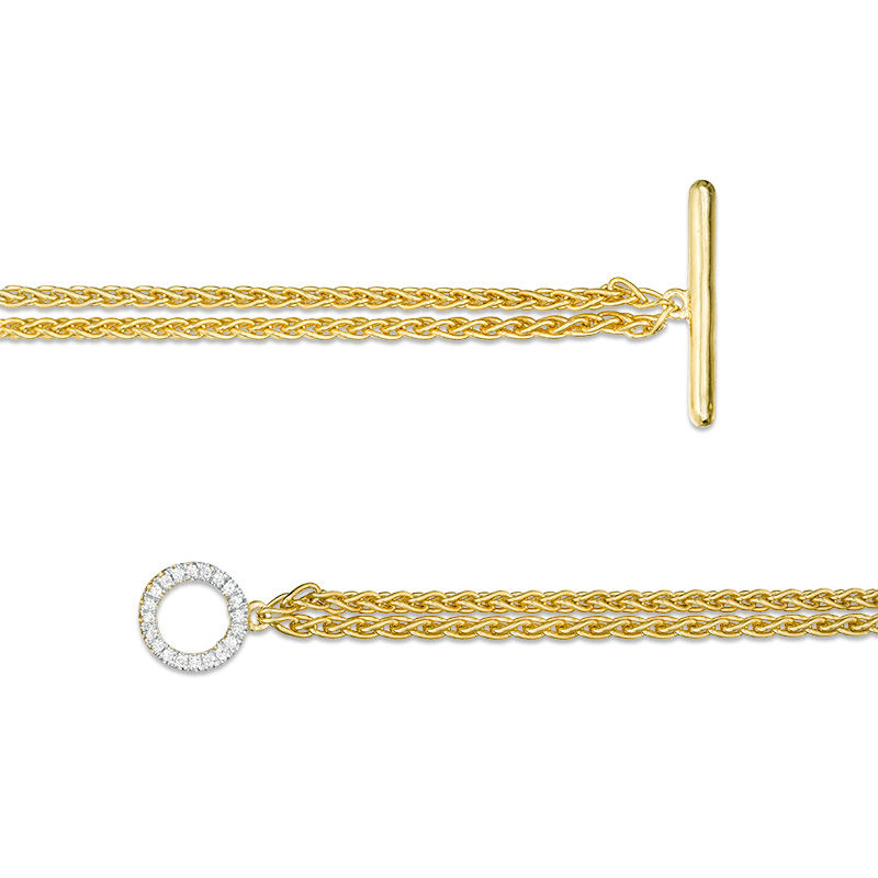 Main Image 2 of 1/15 CT. T.W. Diamond Double Strand Bracelet in Sterling Silver with 14K Gold Plate - 7.25&quot;