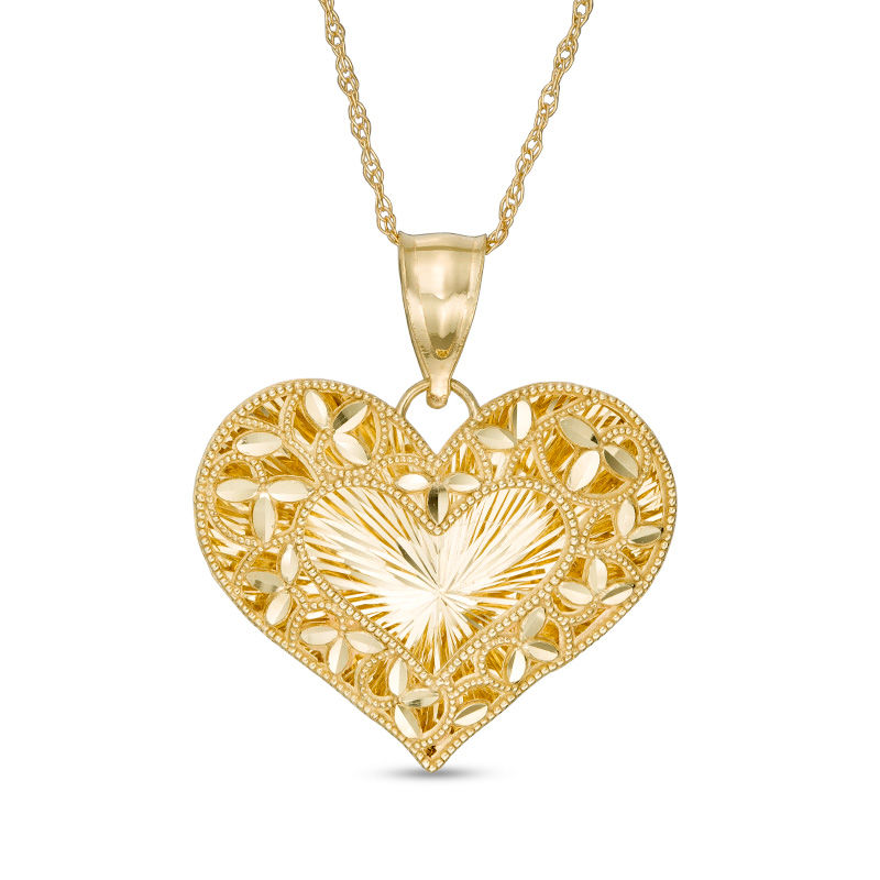 Zales Child's Puffed Heart Pendant in 14K Gold - 13