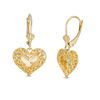 Thumbnail Image 1 of Diamond-Cut Filigree Vintage-Style Heart Drop Earrings in 10K Gold