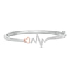 Thumbnail Image 1 of 1/5 CT. T.W. Diamond Heart and Heartbeat Bangle in Sterling Silver and 10K Rose Gold