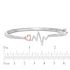 Thumbnail Image 3 of 1/5 CT. T.W. Diamond Heart and Heartbeat Bangle in Sterling Silver and 10K Rose Gold