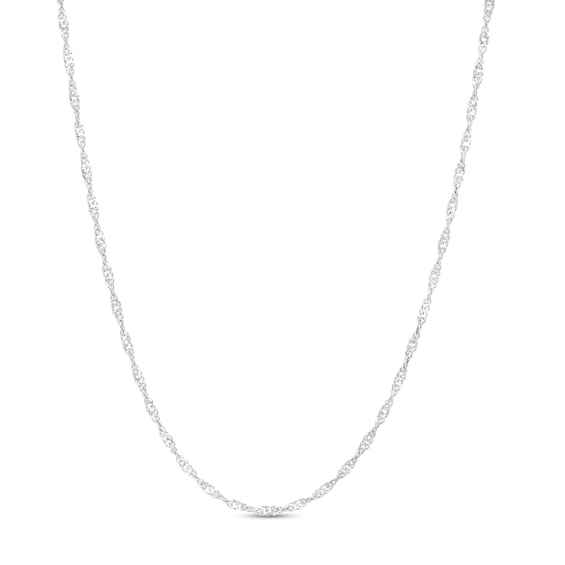 1.25mm Singapore Chain Necklace in Solid 10K White Gold - 20"
