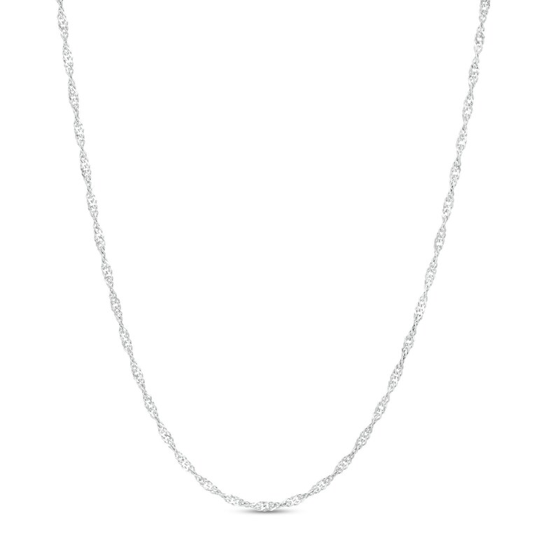 Main Image 1 of 1.25mm Singapore Chain Necklace in Solid 10K White Gold - 20"