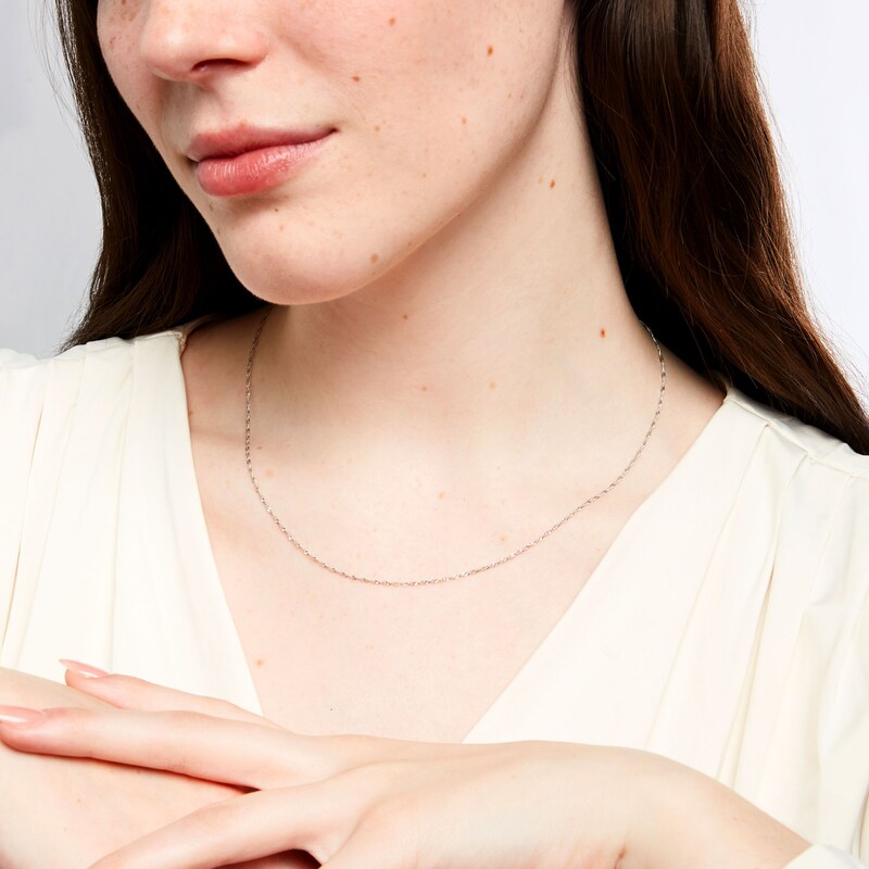 Main Image 2 of 1.25mm Singapore Chain Necklace in Solid 10K White Gold - 20"