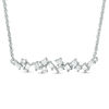Thumbnail Image 1 of 3/8 CT. T.W. Baguette and Round Diamond Scatter Bar Necklace in 10K White Gold